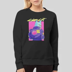 Cyberpunk Pun Cat Cyberkitty Hoodie 4