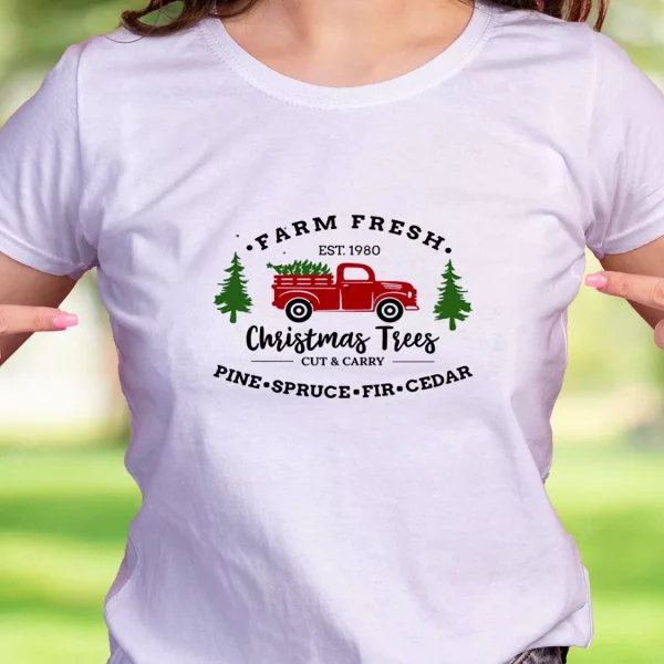 Farm Fresh Christmas Trees Truck Funny Christmas T Shirt