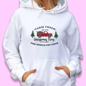 Farm Fresh Christmas Trees Truck Ugly Christmas Hoodie