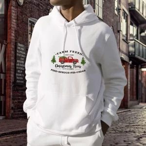 Farm Fresh Christmas Trees Truck Ugly Christmas Hoodie 3