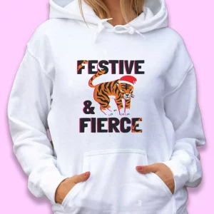 Festive And Fierce Ugly Christmas Hoodie