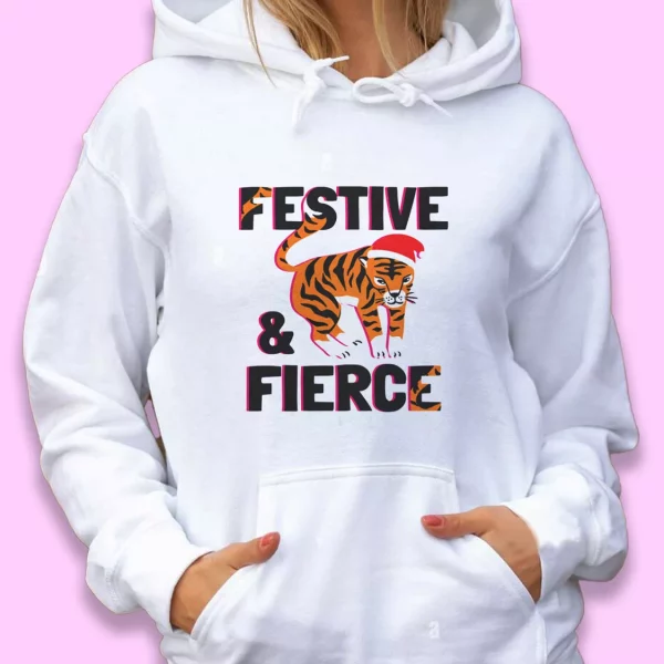 Festive And Fierce Ugly Christmas Hoodie