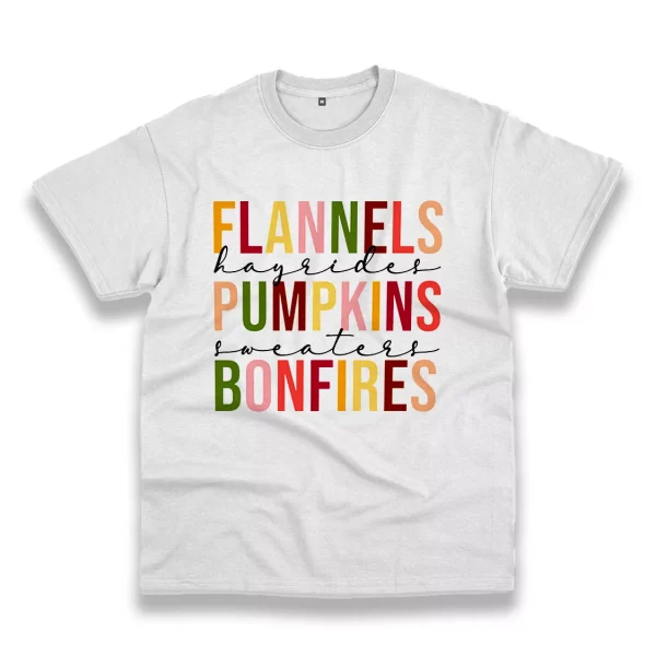 Flannels Hayrides Pumpkins Bonfires Thanksgiving Vintage T Shirt