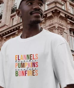 Flannels Hayrides Pumpkins Bonfires Thanksgiving Vintage T Shirt 3