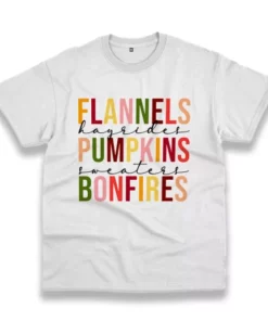 Flannels Hayrides Pumpkins Bonfires Thanksgiving Vintage T Shirt 4
