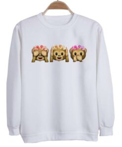 Flower Crown Monkey Emoji Sweatshirt 2