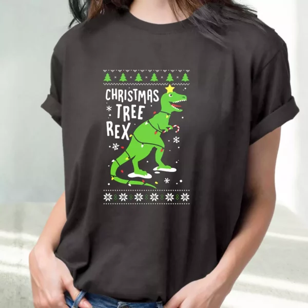 Funny Christmas Tree Rex T Rex T Shirt Xmas Design