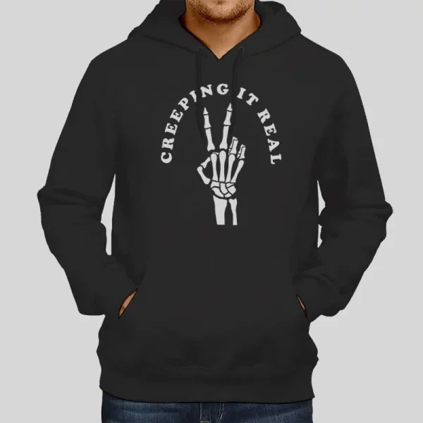 Funny Creeping It Real Skeleton Peace Sign Hoodie