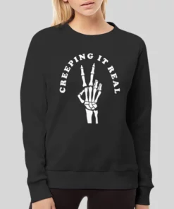 Funny Creeping It Real Skeleton Peace Sign Hoodie 4
