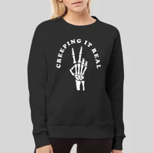 Funny Creeping It Real Skeleton Peace Sign Hoodie 4