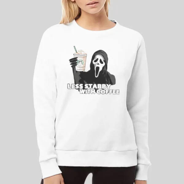 Ghost Less Stabby With Coffee Hoodie