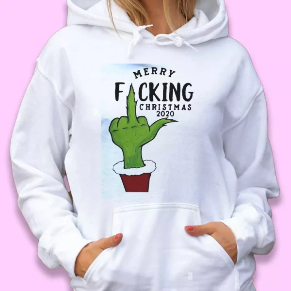 Grinch Hand Merry Fucking Christmas Ugly Christmas Hoodie