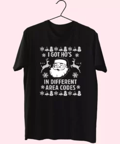 I Got HoS In Different Area Codes Funny Santa T Shirt Xmas Design 1