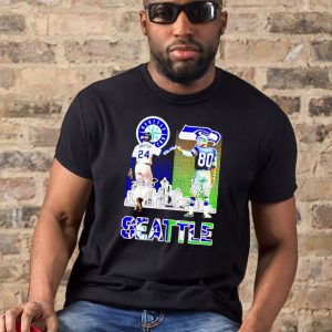 Ken Griffey Jr and Steve Largent Seattle City signatures tee shirt