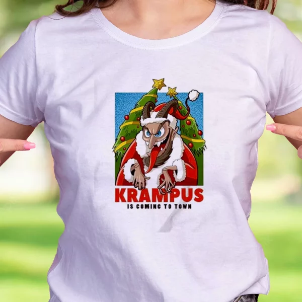 Krampus Is Coming To Town Funny Christmas T Shirt