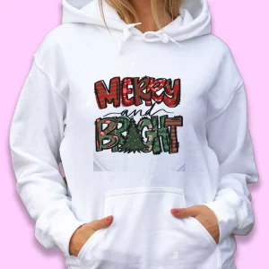 Merry Bright Christmas Trees Ugly Christmas Hoodie