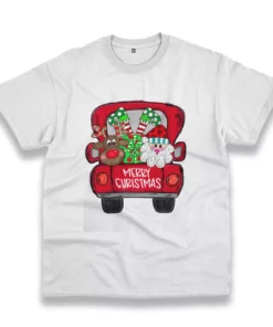 Merry Christmas Red Trees Truck Funny Christmas T Shirt 1
