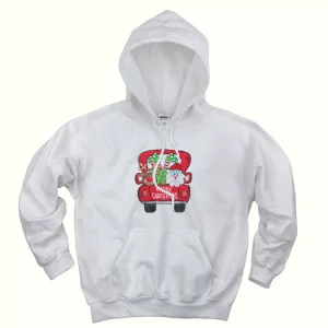 Merry Christmas Red Trees Truck Ugly Christmas Hoodie