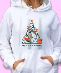 Merry Meowy Catmas Ugly Christmas Hoodie 2