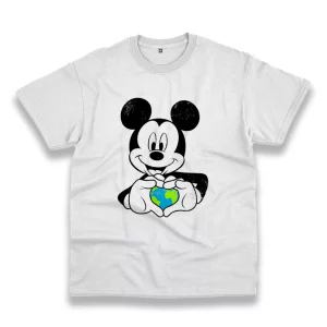 Mickey Holding Earth Casual Earth Day T Shirt