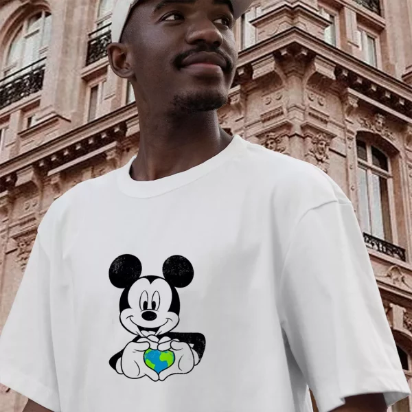 Mickey Holding Earth Casual Earth Day T Shirt