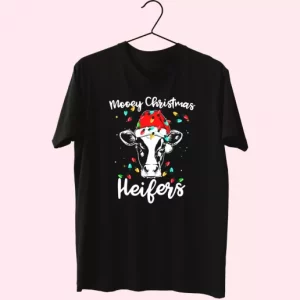 Mooey Christmas Heifers Santa Xmas Lights Cow T Shirt Xmas Design 4