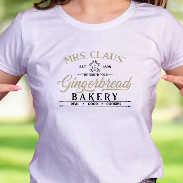Mrs Claus Gingerbread Bakery Funny Christmas T Shirt