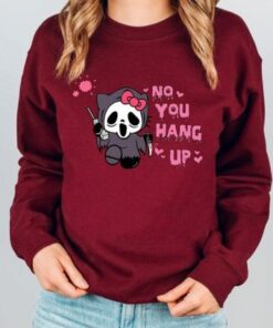 No You Hang Up Cats Horror Halloween Sweatshirt 2