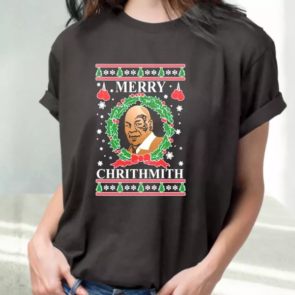 Oncoast Mike Tyson Merry Chrithmith Ugly Christmas T Shirt Xmas Design