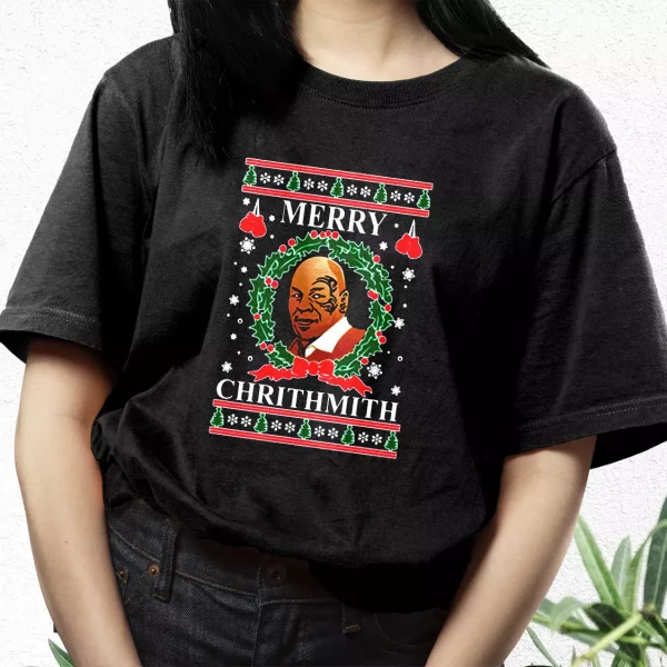 Oncoast Mike Tyson Merry Chrithmith Ugly Christmas T Shirt Xmas Design