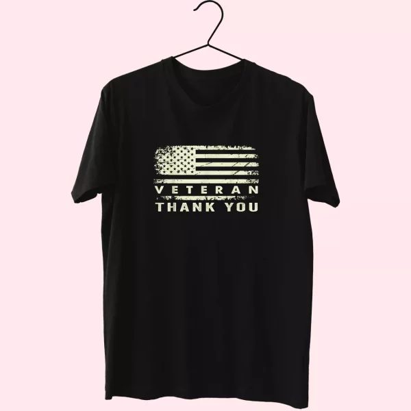 Patriotic American Flag Thank You Vetrerans Day T Shirt