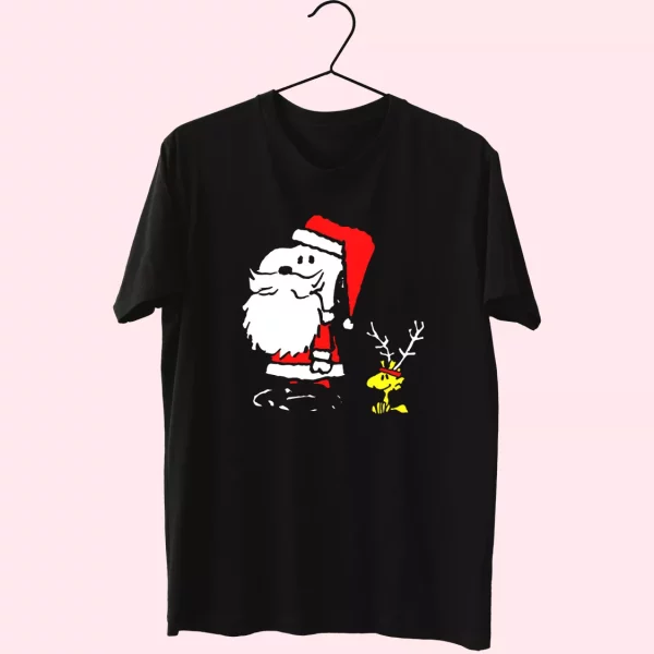 Peanuts Snoopy And Woodstock Santa Antlers T Shirt Xmas Design