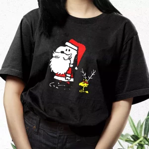 Peanuts Snoopy And Woodstock Santa Antlers T Shirt Xmas Design 3