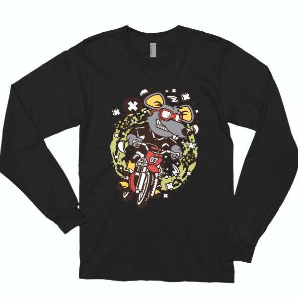 Rat Motocross Rider Funny Long Sleeve T shirt