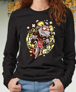 Rat Motocross Rider Funny Long Sleeve T shirt 3