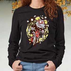 Rat Motocross Rider Funny Long Sleeve T shirt 3