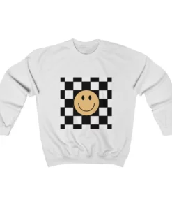 Retro Checkered Smiley Face Sweatshirt 1