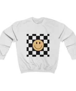 Retro Checkered Smiley Face Sweatshirt 2