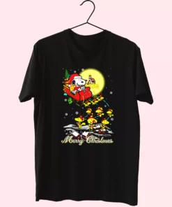 Santa Claus With Sleigh And Snoopy T Shirt Xmas Design 1