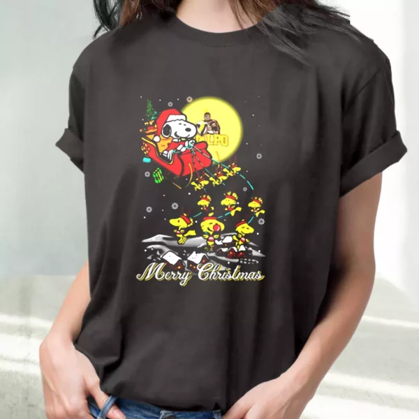 Santa Claus With Sleigh And Snoopy T Shirt Xmas Design