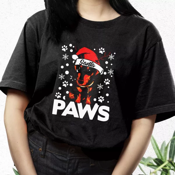 Santa Paws Dachshund Dog Christmas T Shirt Xmas Design