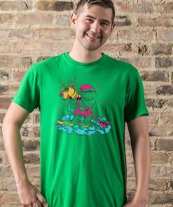 Santa surfing christmas holiday vacation t shirt 1
