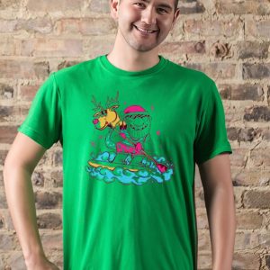 Santa surfing christmas holiday vacation t-shirt