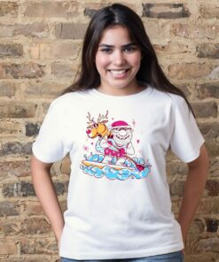Santa surfing christmas holiday vacation t shirt 2