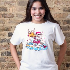 Santa surfing christmas holiday vacation t-shirt