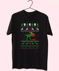 T Rex Eating Reindeer Ugly Christmas T Shirt Xmas Design 4