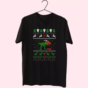 T Rex Eating Reindeer Ugly Christmas T Shirt Xmas Design 4