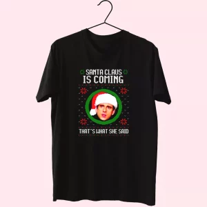 The Office Santa Is Coming T Shirt Xmas Design