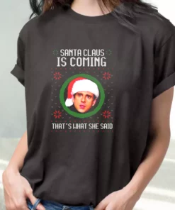 The Office Santa Is Coming T Shirt Xmas Design 2