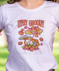 Trippy Mushroom Stay Groovy Funny Christmas T Shirt 2